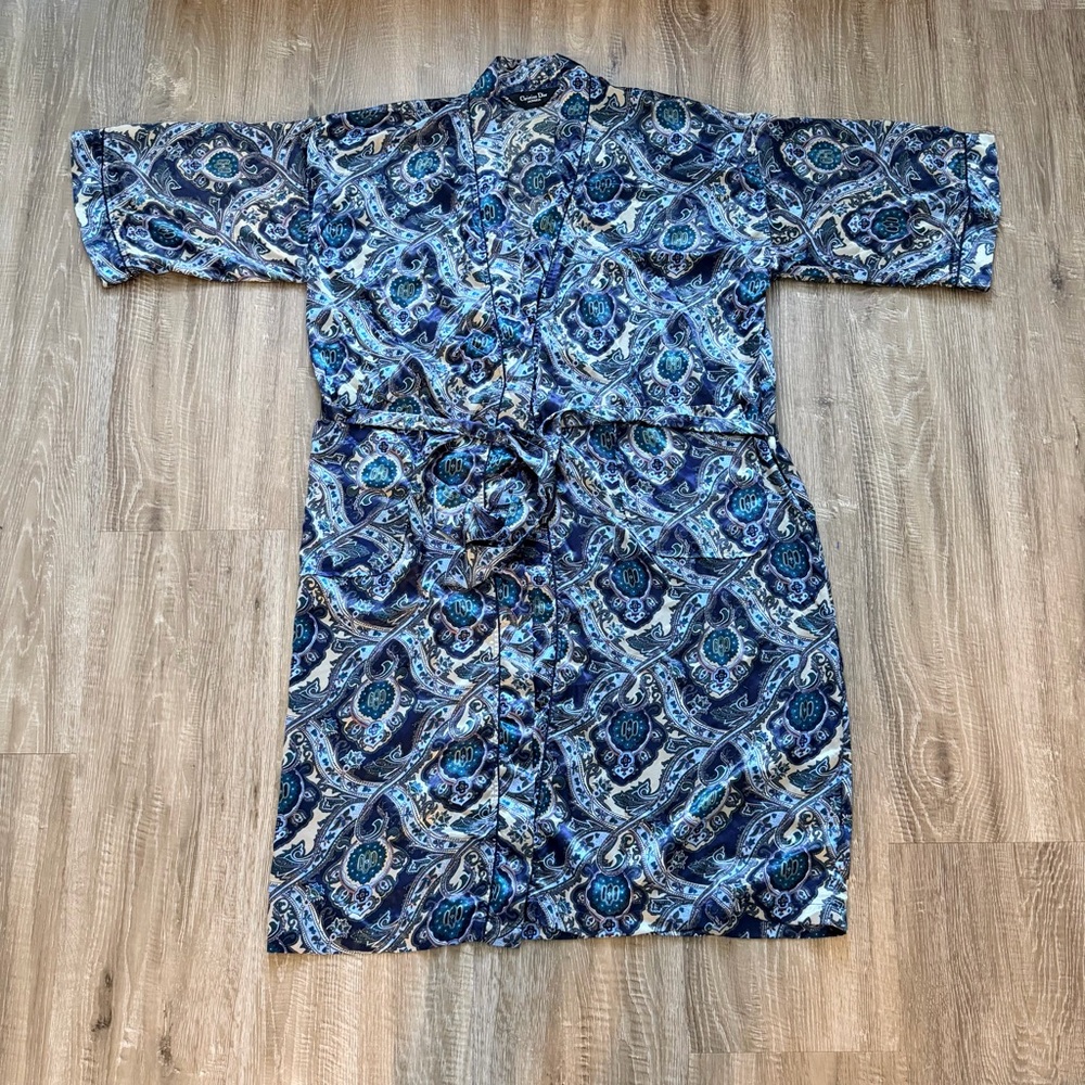 VTG Christian Dior Monsieur Robe‎ Blue One Size Luxury Loungewear Polyester